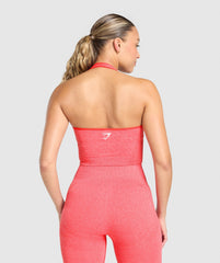 Vital Halter Neck Tank With Shelf - Coral Red Marl