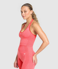 Vital Halter Neck Tank With Shelf - Coral Red Marl