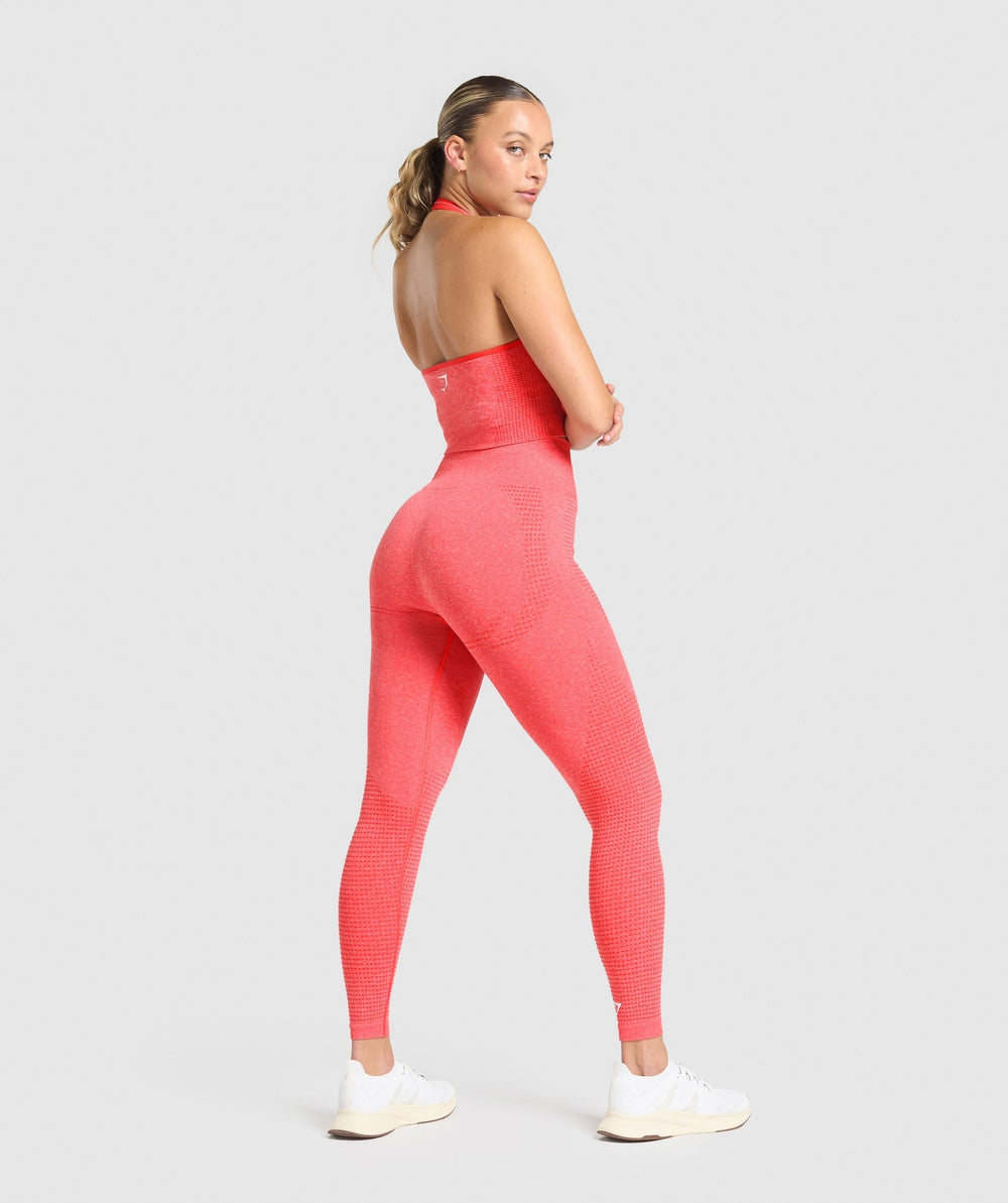 Vital Halter Neck Tank With Shelf - Coral Red Marl