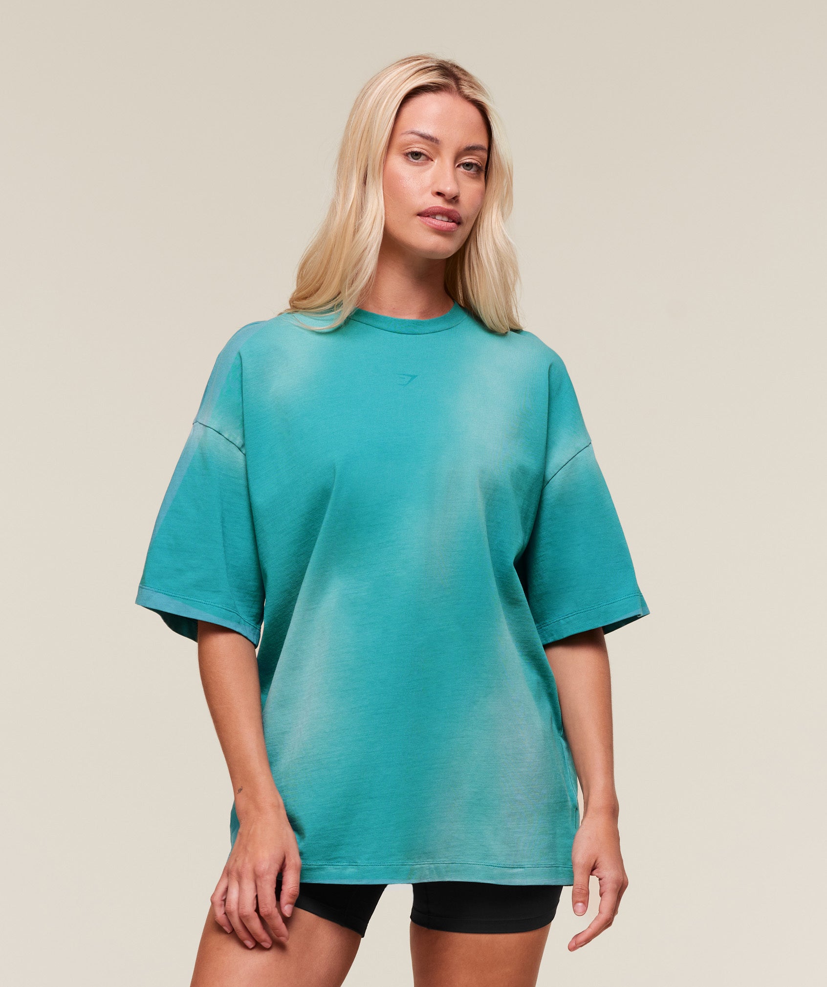 Summer Tie-Dye Graphic Oversized T-Shirt - Jewel Teal/Wash