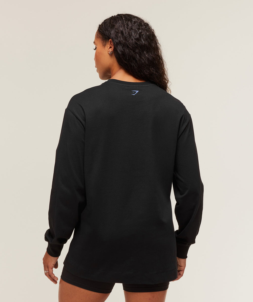 Lifting Club Graphic Oversized Long Sleeve T-Shirt - Black