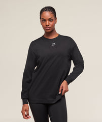 Trace Graphic Long Sleeve Top - Black
