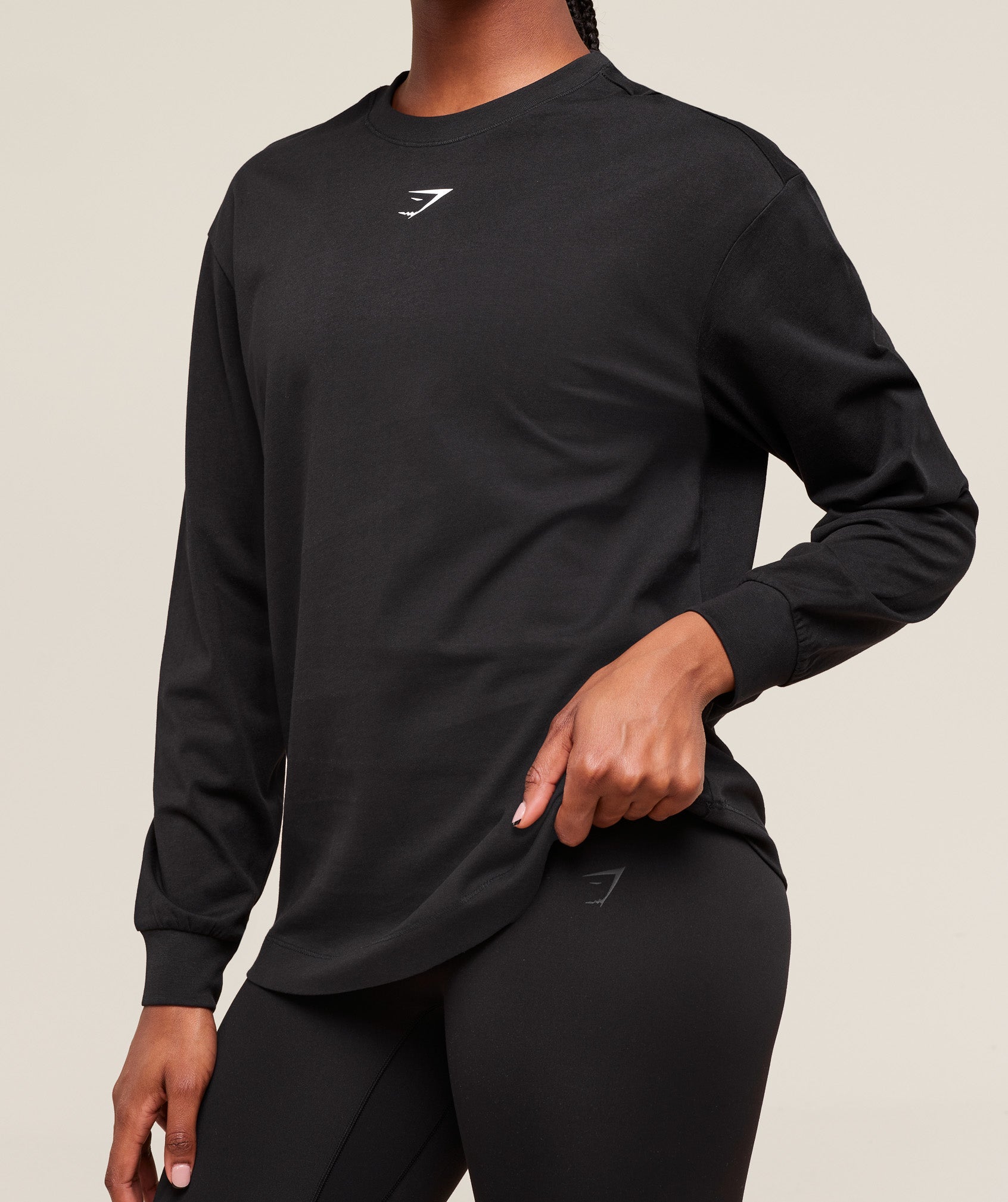 Trace Graphic Long Sleeve Top - Black