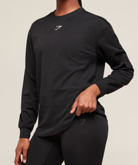 Trace Graphic Long Sleeve Top - Black