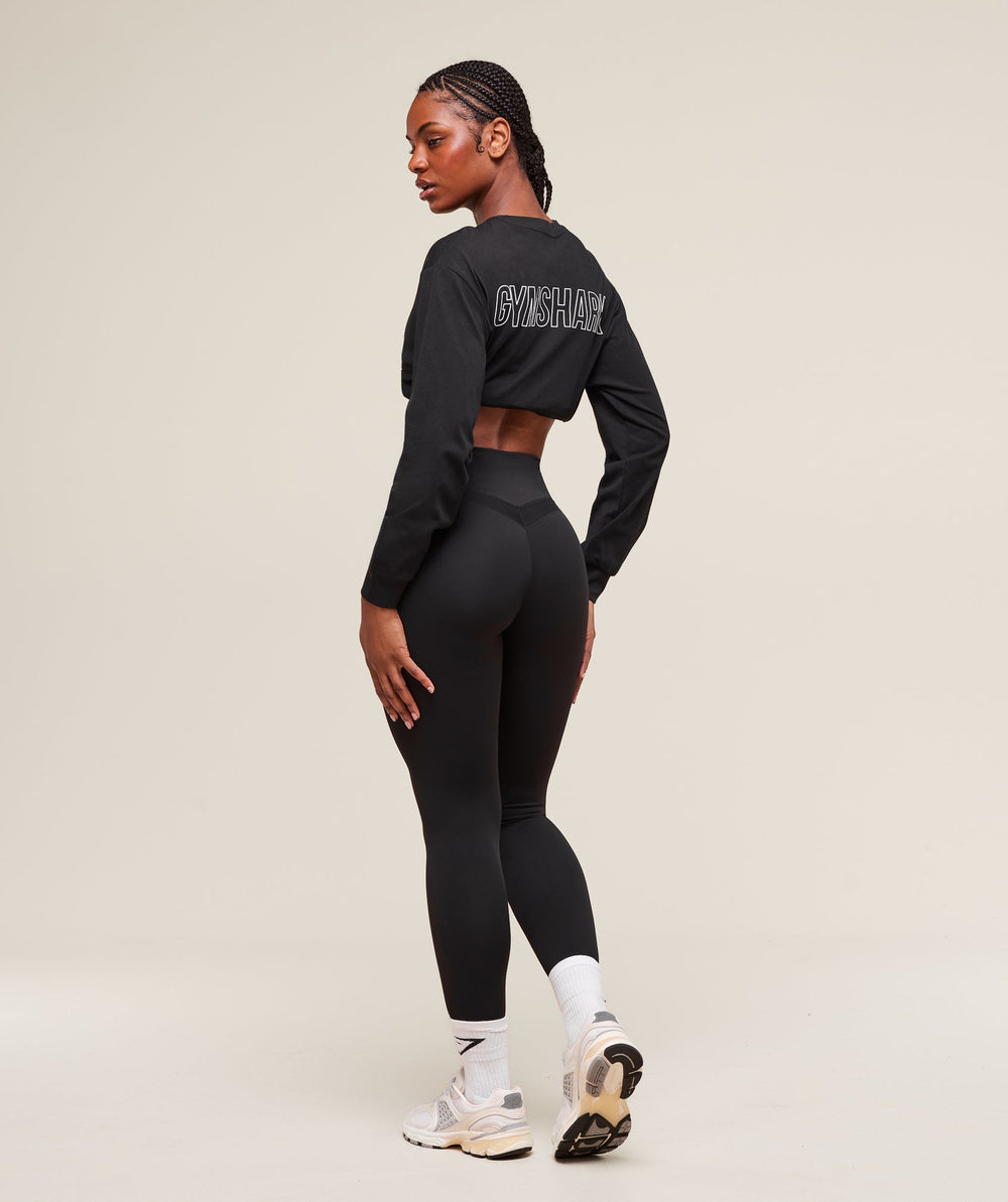 Trace Graphic Long Sleeve Top - Black