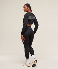 Trace Graphic Long Sleeve Top - Black