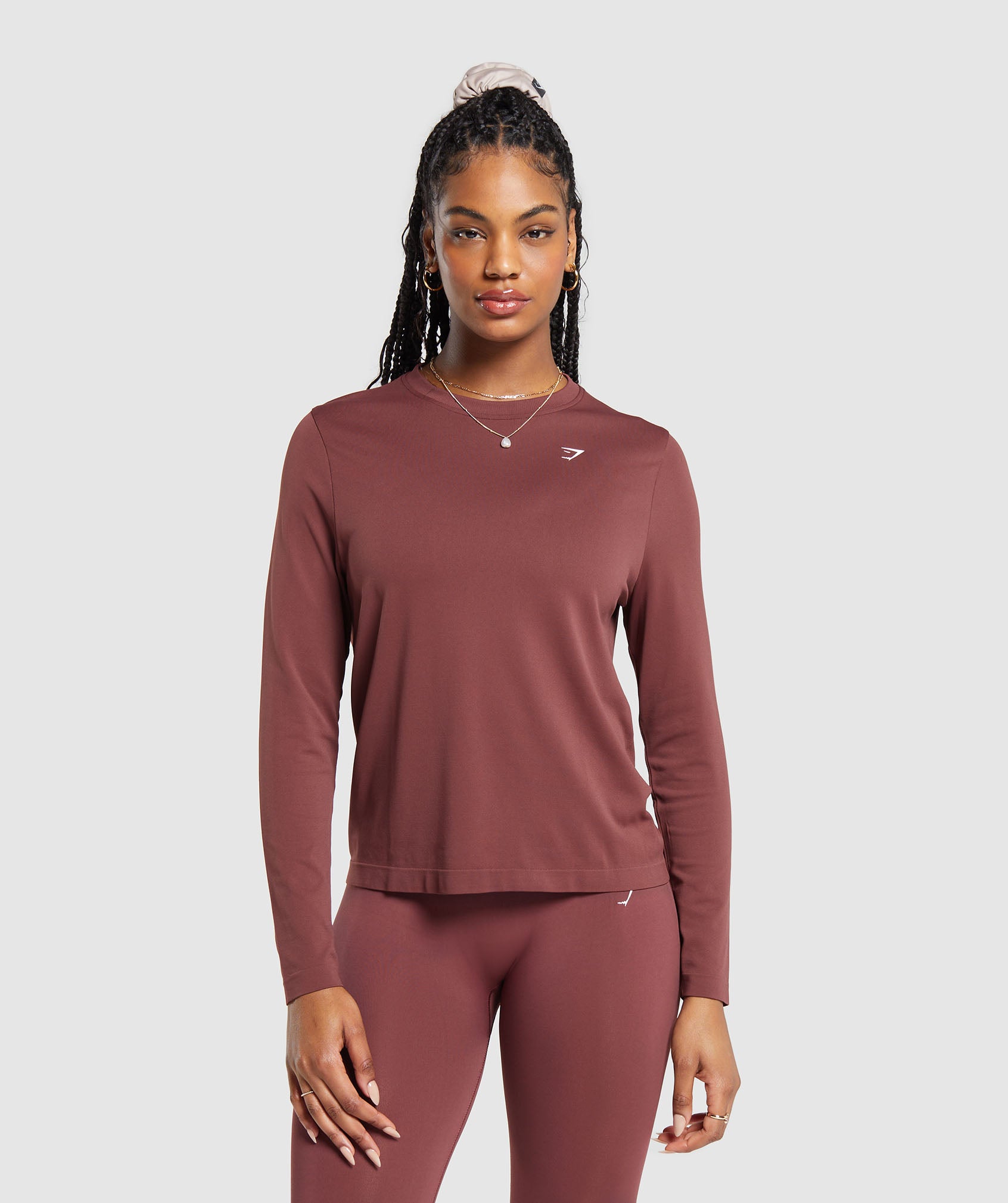 Everyday Seamless Long Sleeve Top - Burgundy Brown