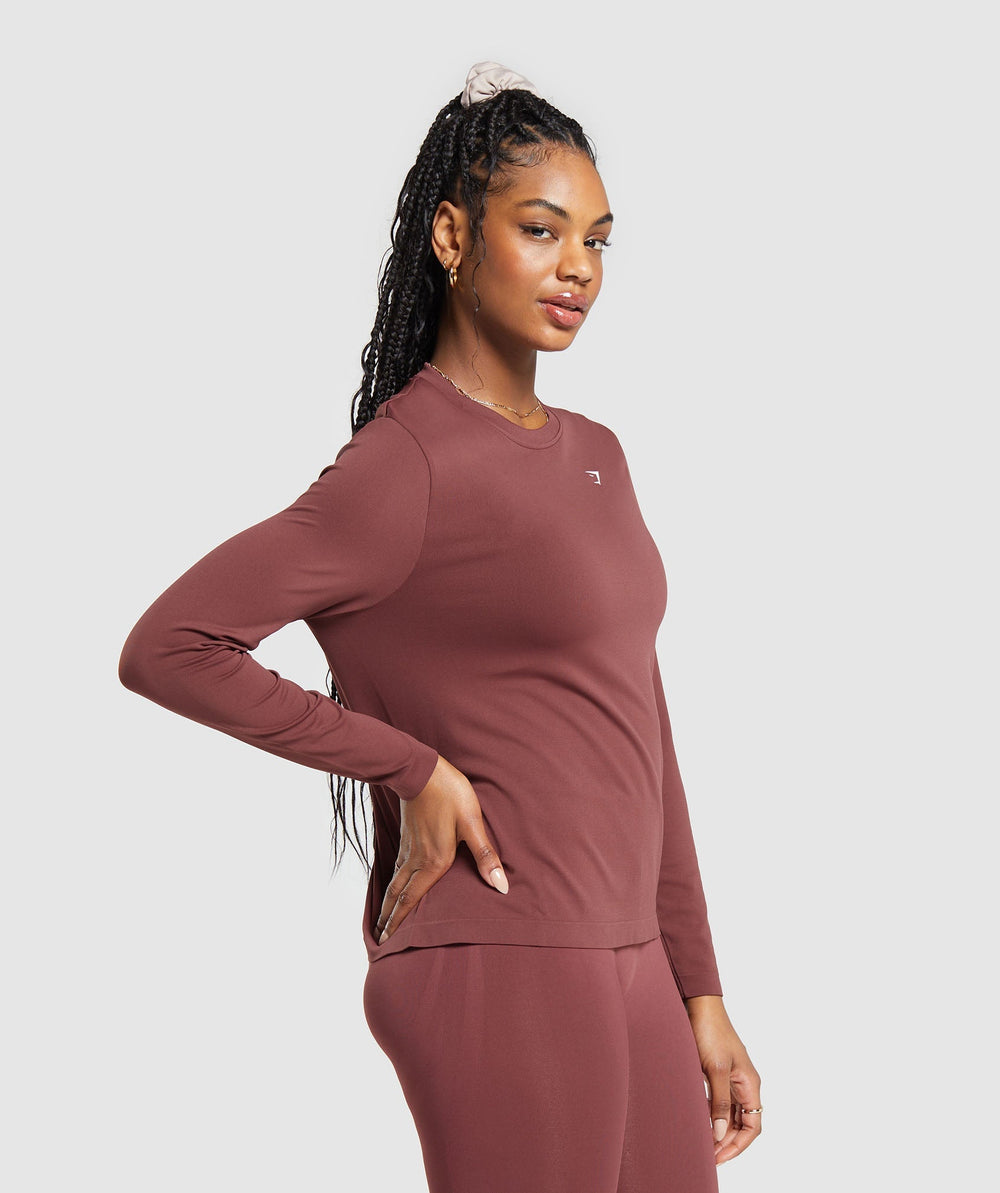 Everyday Seamless Long Sleeve Top - Burgundy Brown