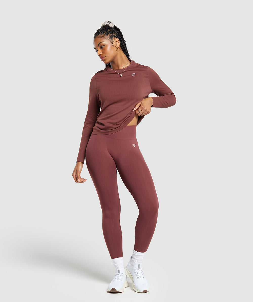 Everyday Seamless Long Sleeve Top - Burgundy Brown