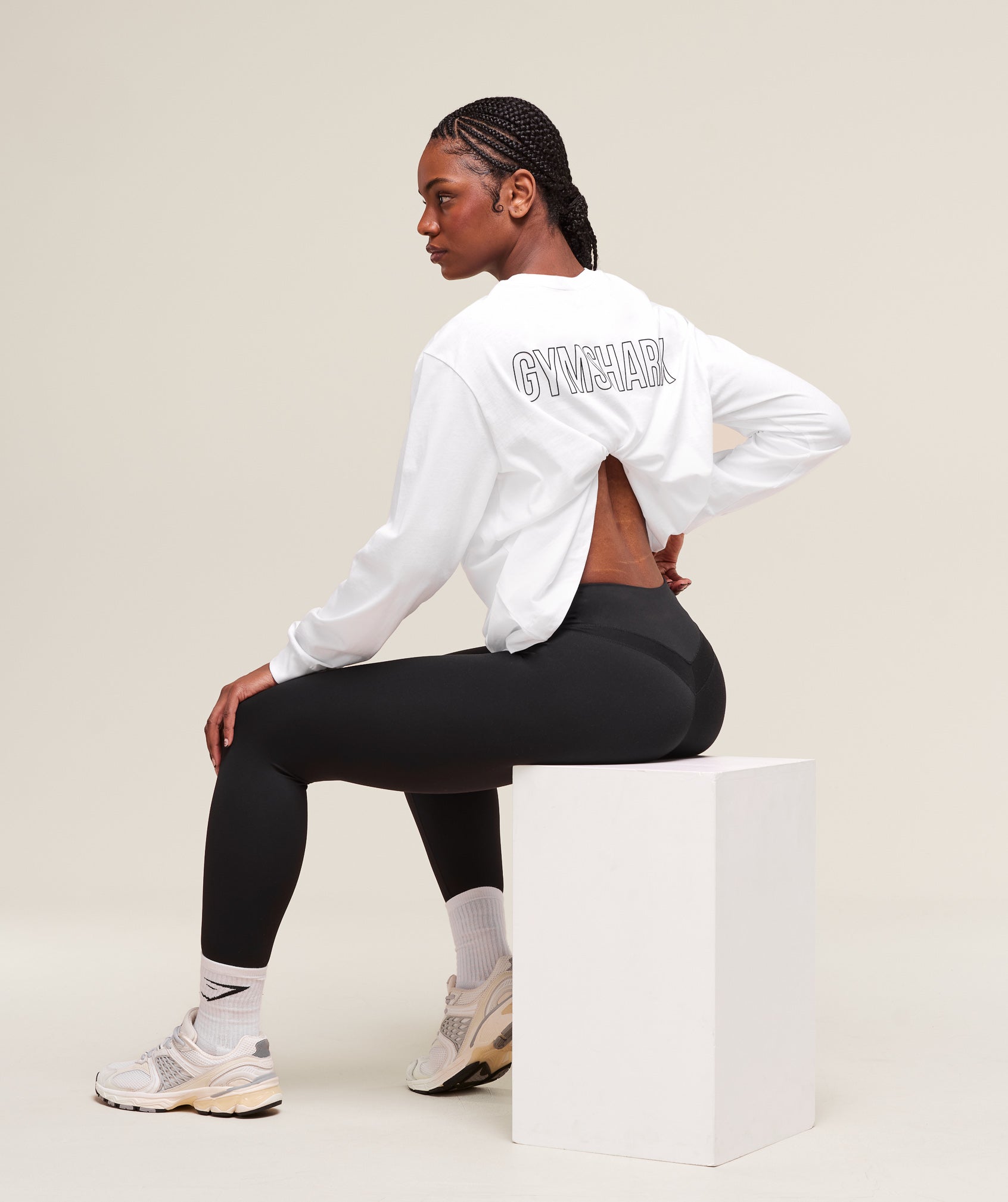 Trace Graphic Long Sleeve Top - White