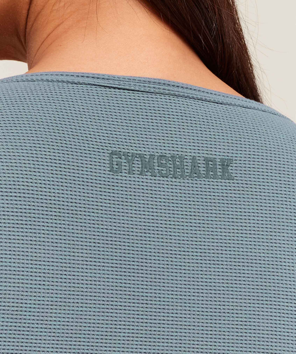 Waffle Long Sleeve Top - Iron Blue