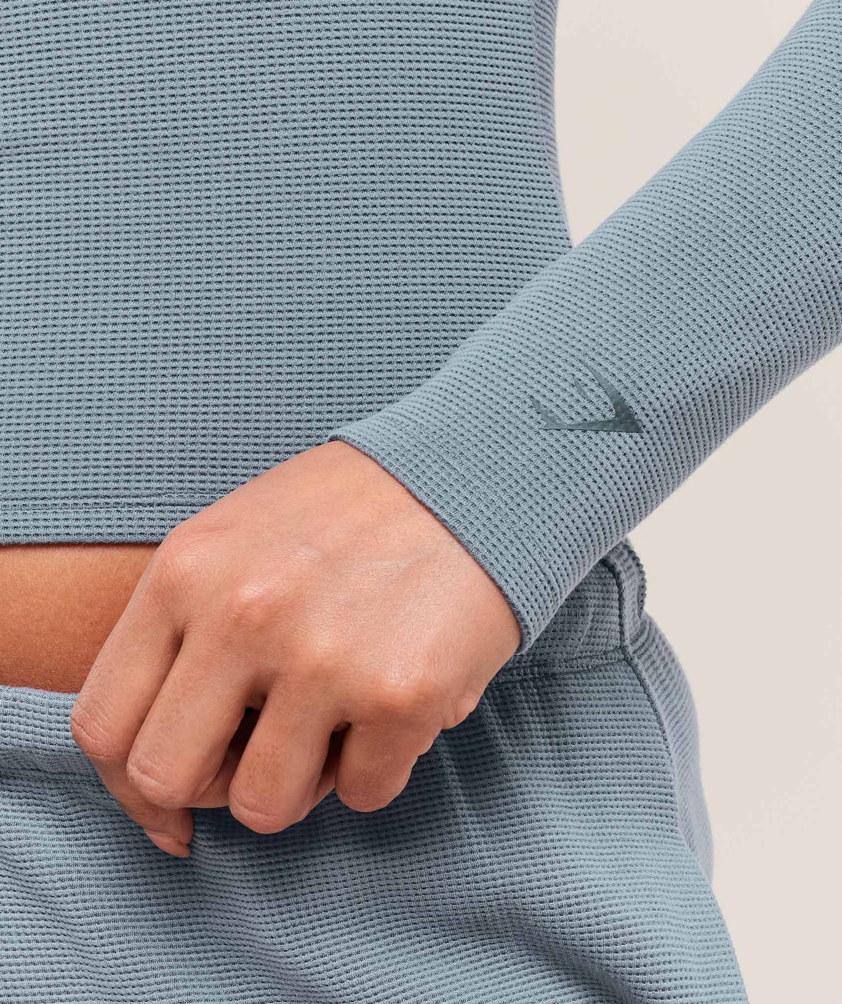 Waffle Long Sleeve Top - Iron Blue