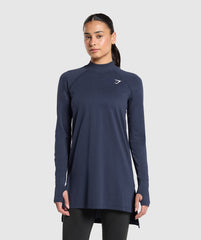 Vital Long Line Top - Heavy Blue Marl