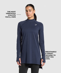 Vital Long Line Top - Heavy Blue Marl