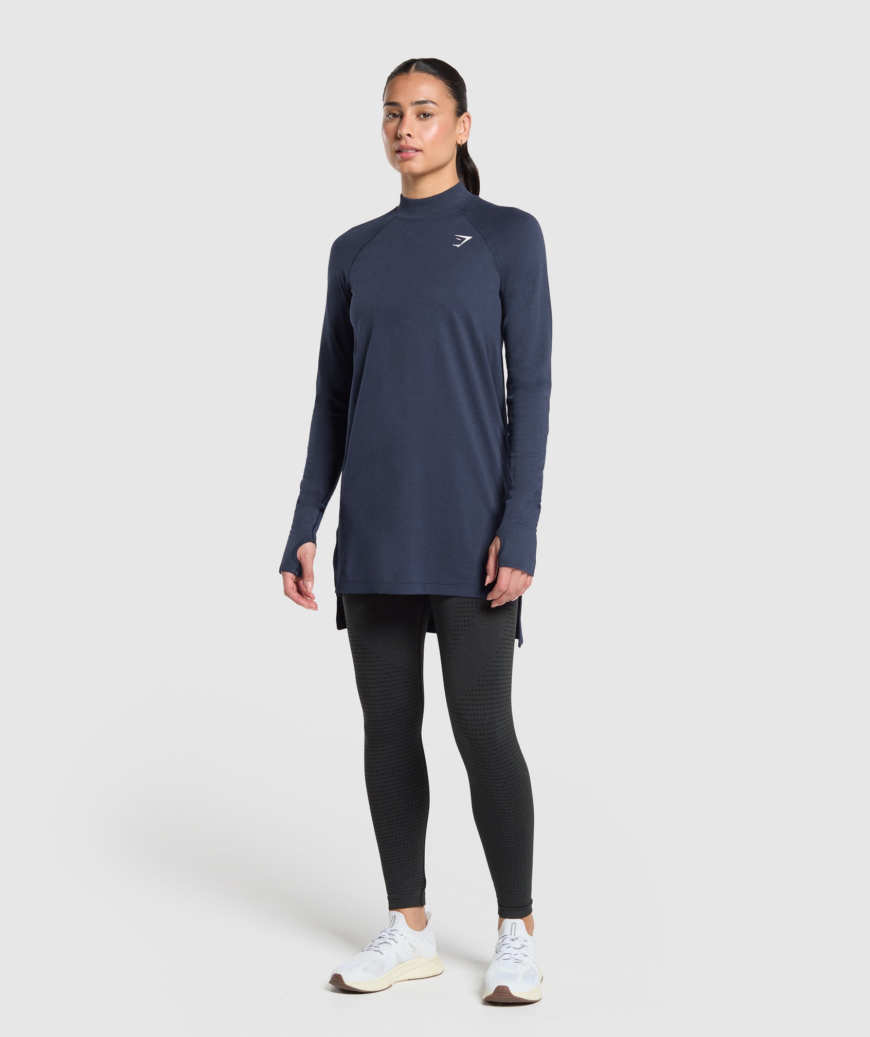 Vital Long Line Top - Heavy Blue Marl