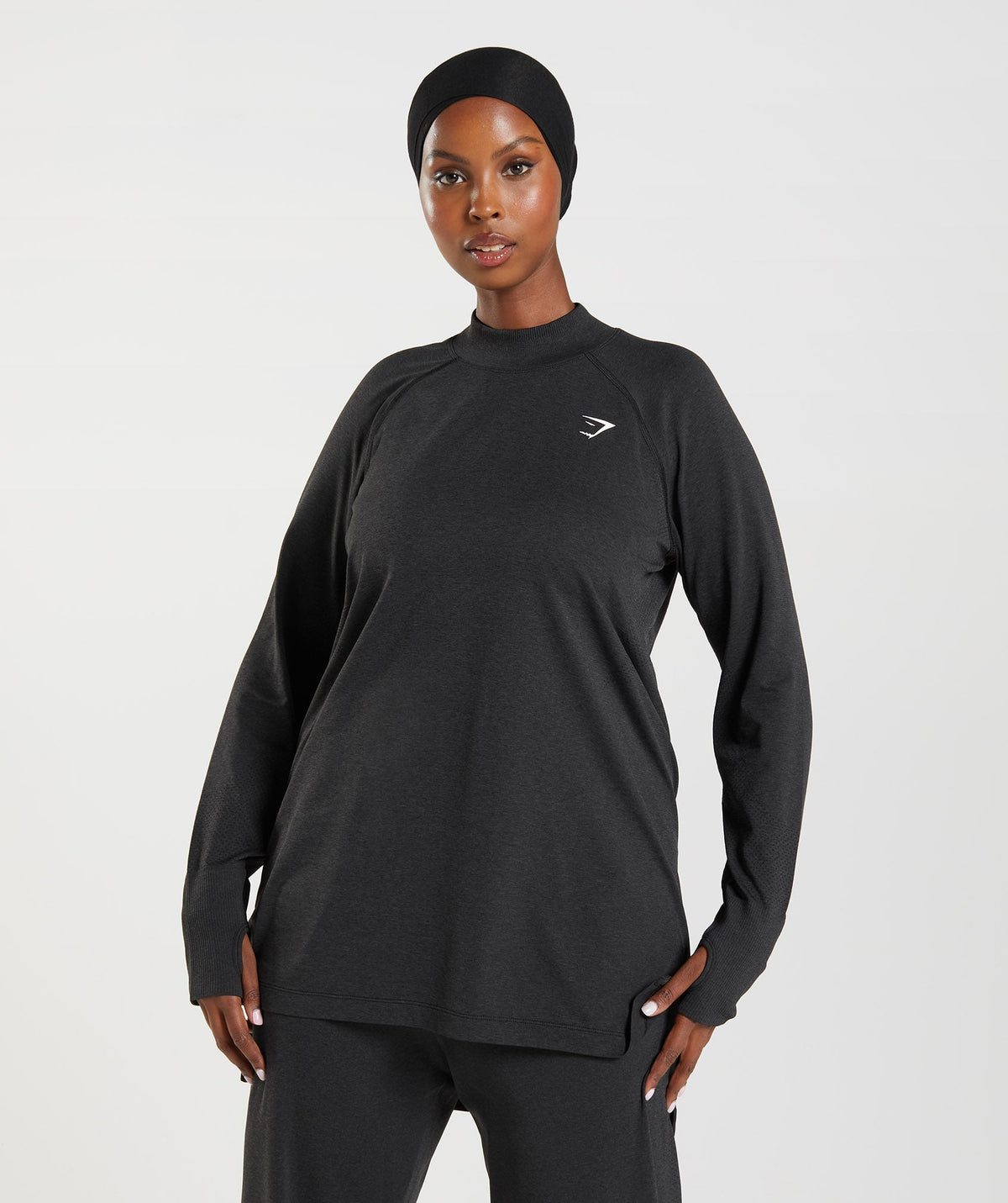 Vital Long Line Top - Black Marl