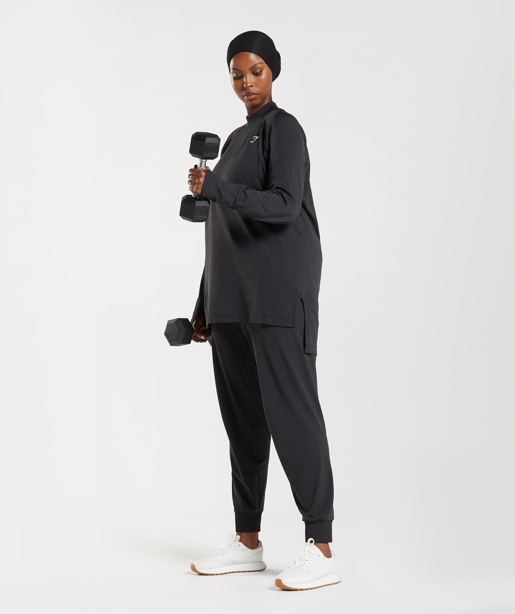 Vital Long Line Top - Black Marl