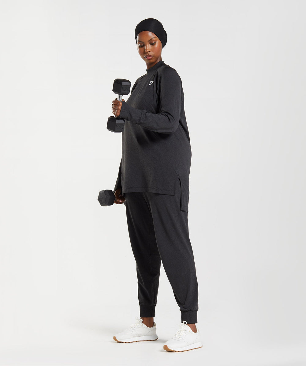 Vital Long Line Top - Black Marl