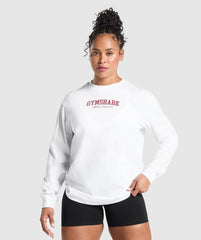 Lifting Essentials Graphic Long Sleeve Top - White
