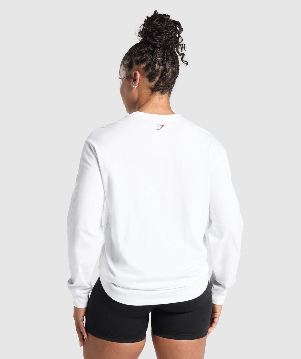 Lifting Essentials Graphic Long Sleeve Top - White