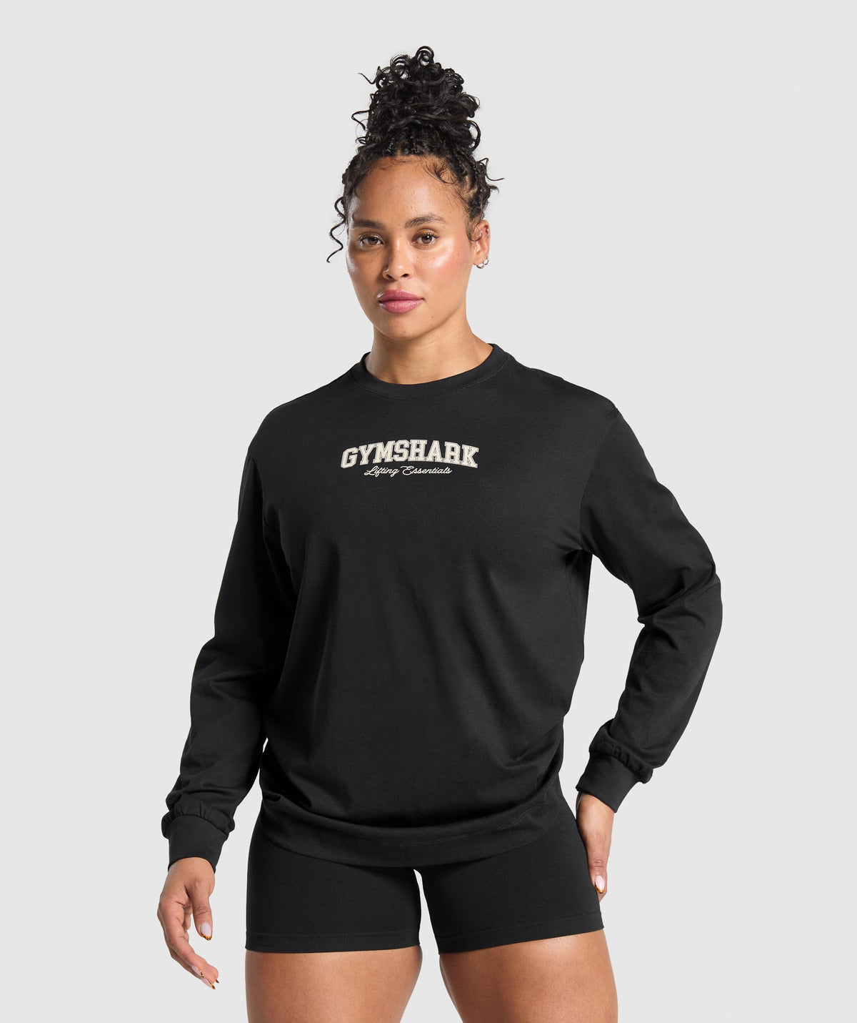 Lifting Essentials Graphic Long Sleeve Top - Black