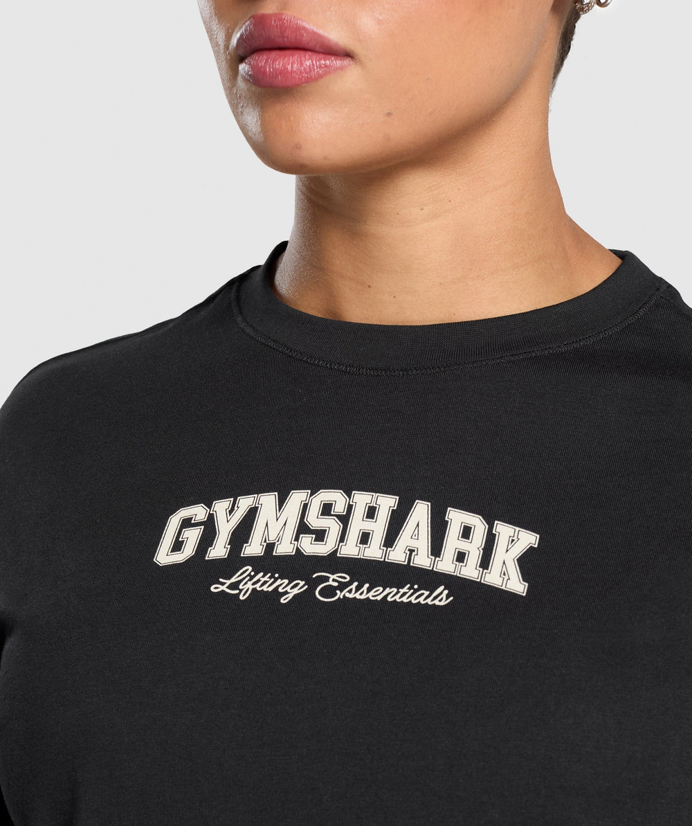 Lifting Essentials Graphic Long Sleeve Top - Black