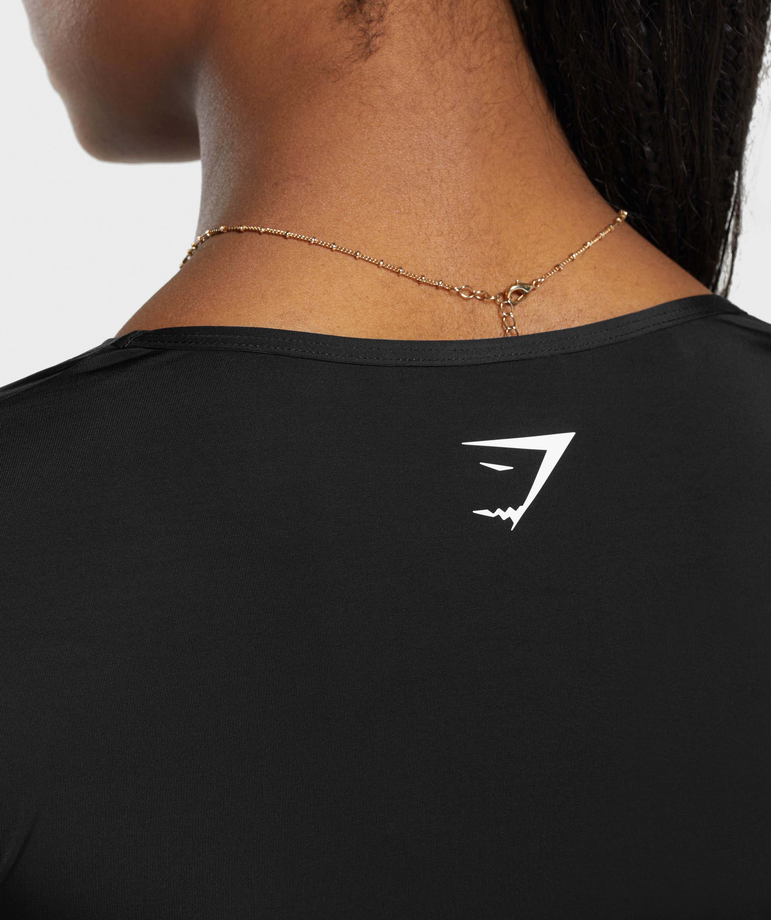 Stitch Feature Long Sleeve Crop Top - Black/Stock Black Marl