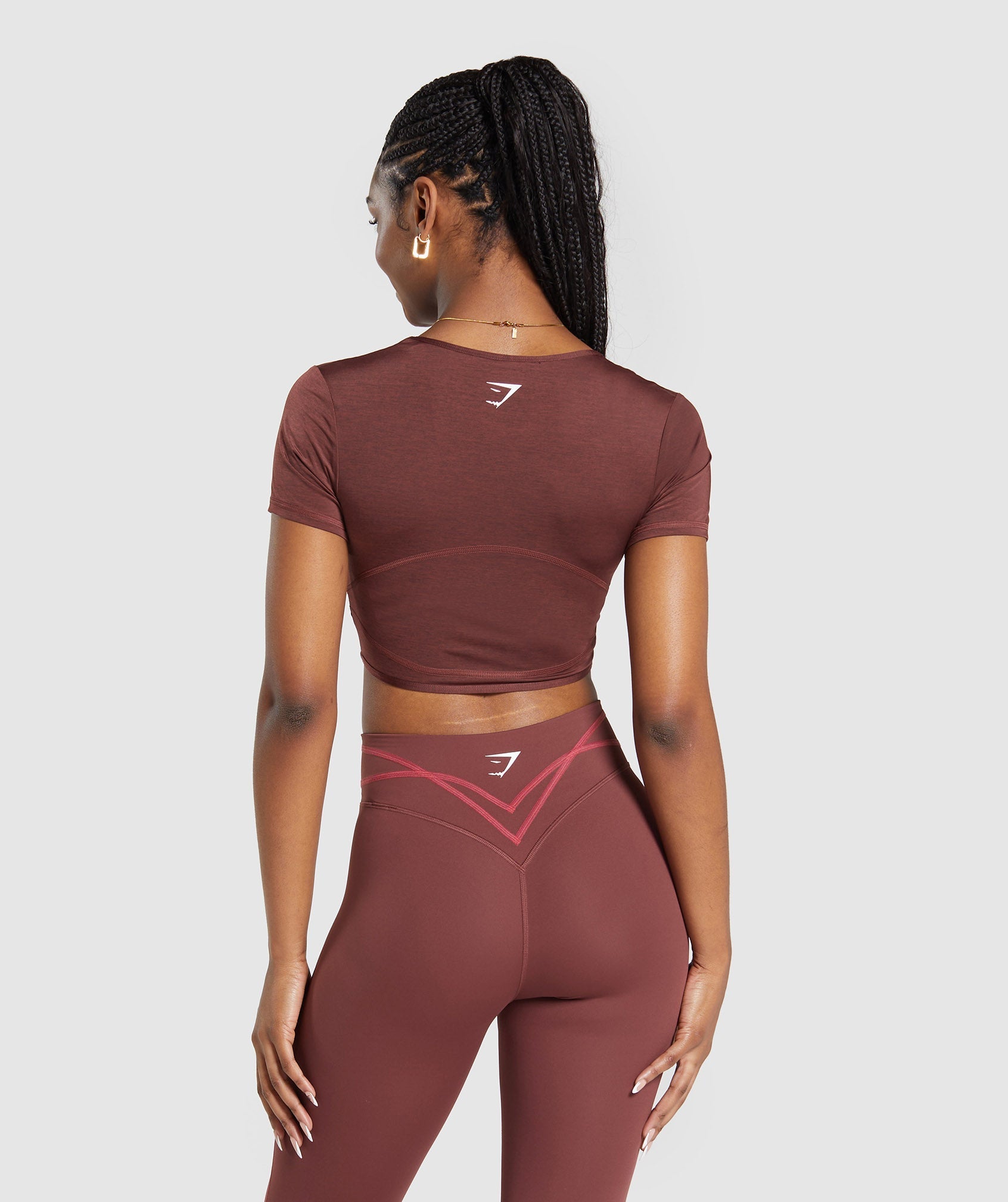 Stitch Feature Crop Top - Burgundy Brown