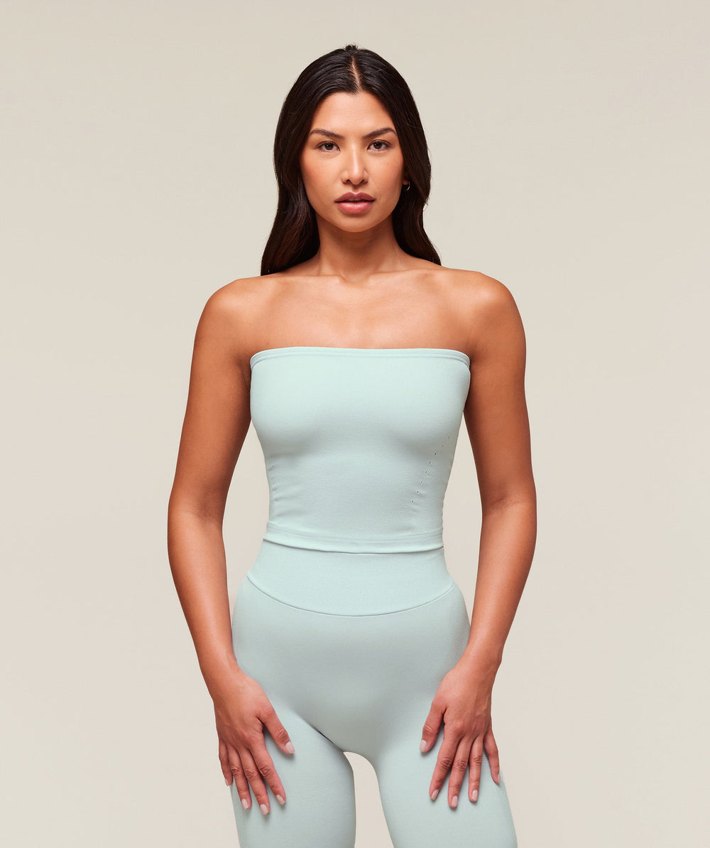 everywear Warp Knit Tube Top - Frost Blue