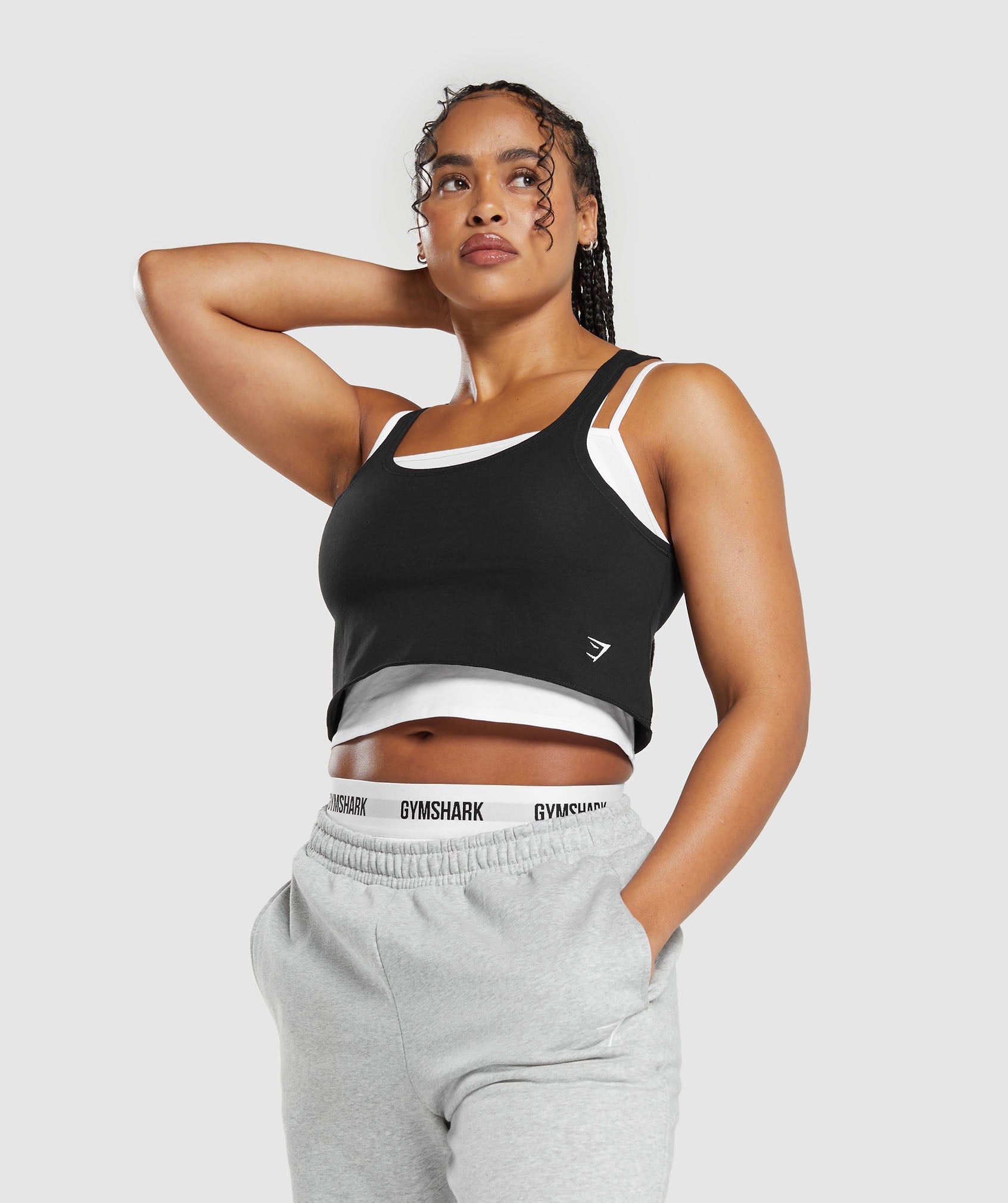 Lifting 2 In 1 Crop Tank - White/Black