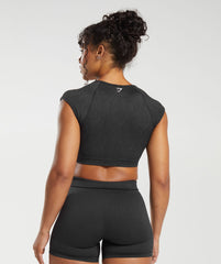 Adapt Fleck Seamless Crop Top - Black/Smokey Grey