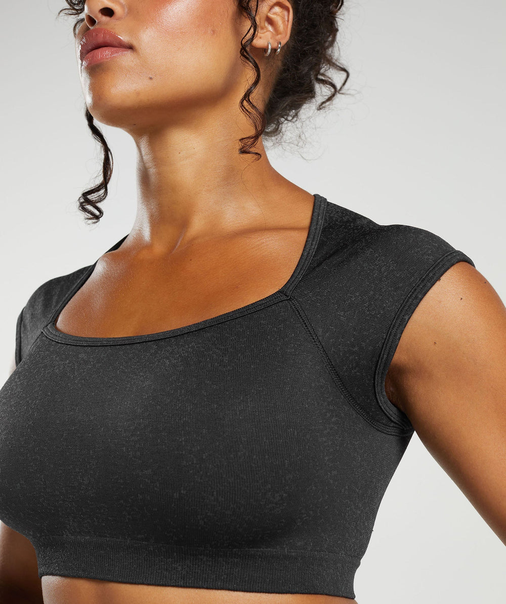 Adapt Fleck Seamless Crop Top - Black/Smokey Grey