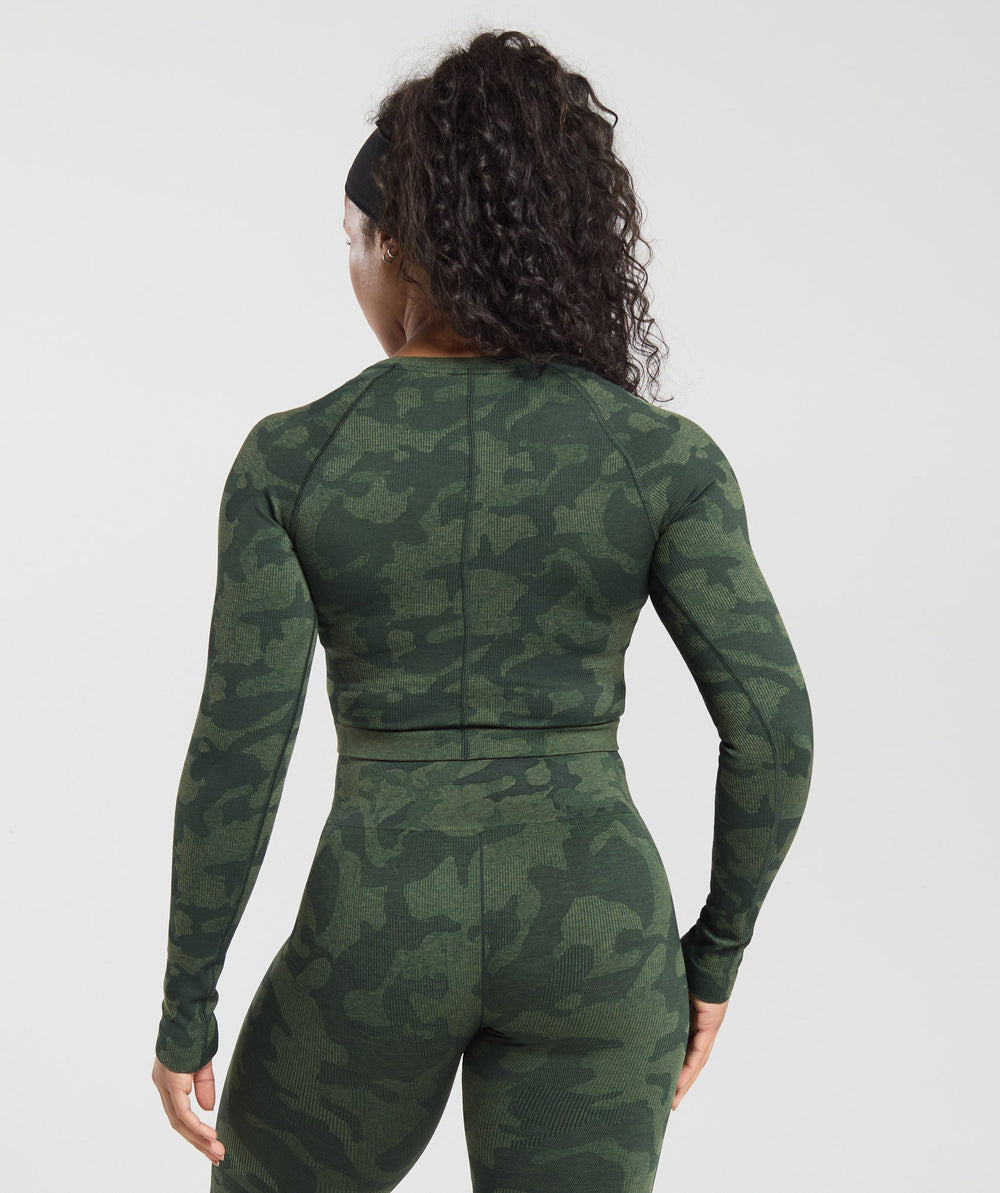 Adapt Camo Long Sleeve Crop Top - Green
