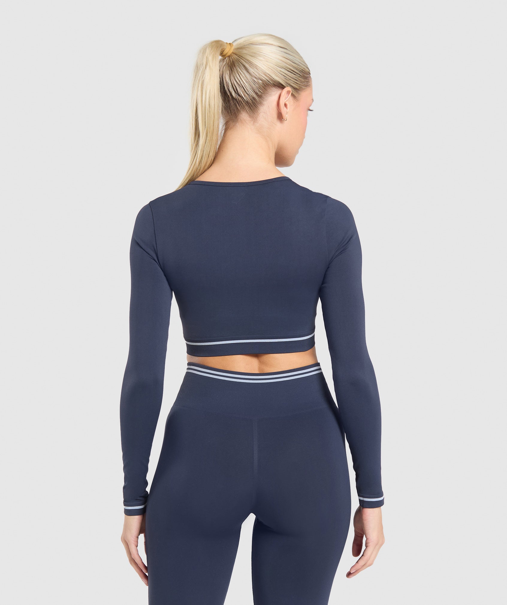 Contrast Seamless Crop Top - Heavy Blue