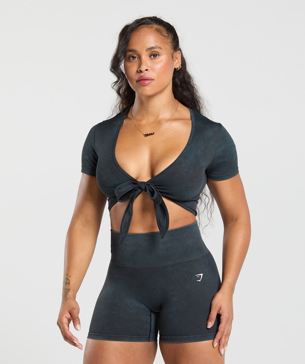 Gains Seamless Crop Top - Black