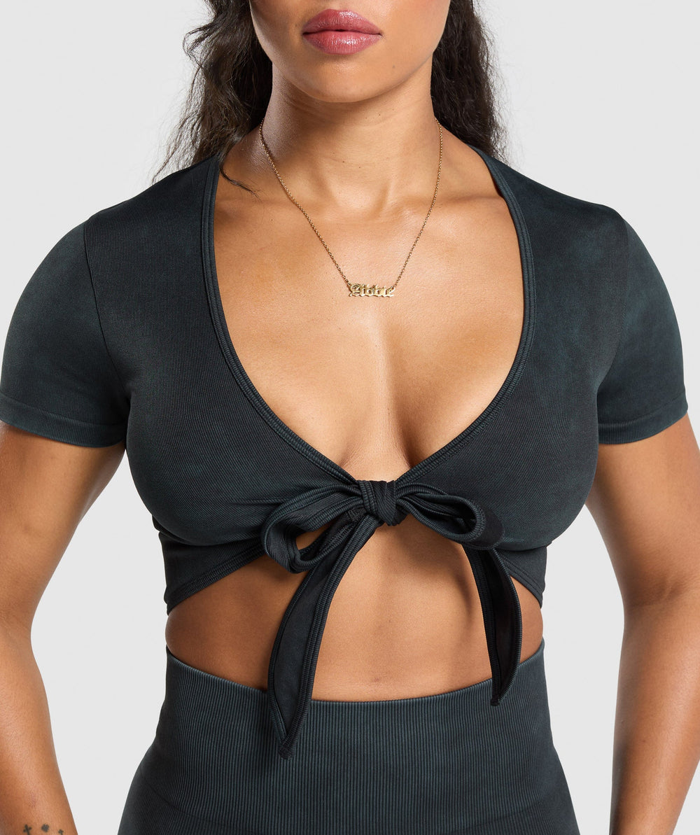 Gains Seamless Crop Top - Black