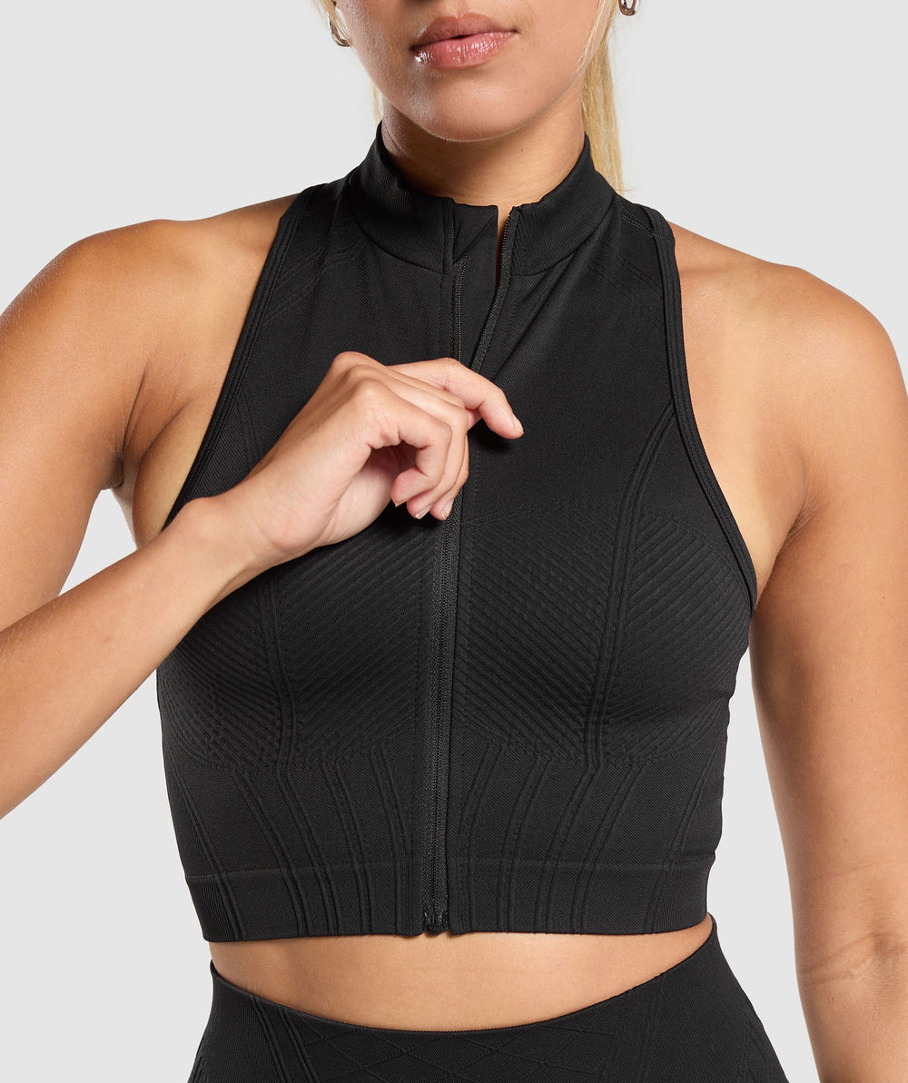 Corset Seamless Crop Tank - Black