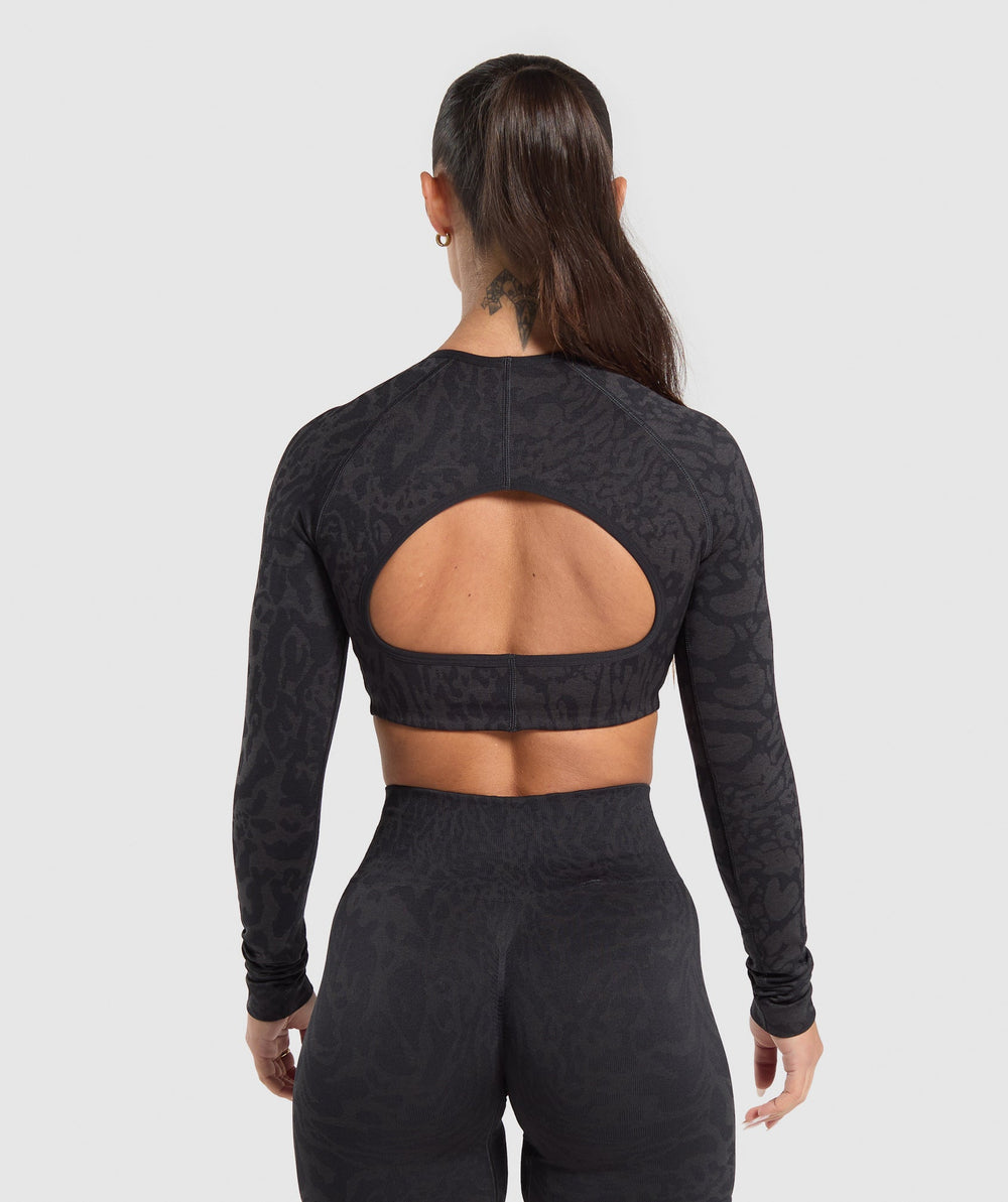 Adapt Safari Long Sleeve Crop Top - Black/Asphalt Grey