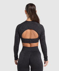 Adapt Safari Long Sleeve Crop Top - Black/Asphalt Grey