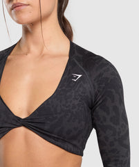 Adapt Safari Long Sleeve Crop Top - Black/Asphalt Grey