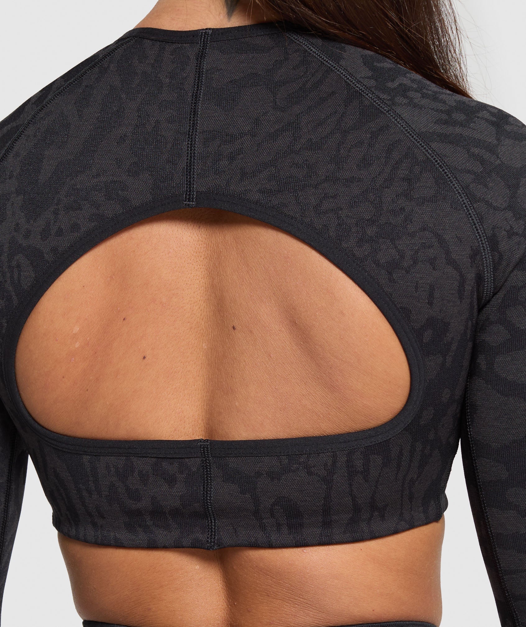 Adapt Safari Long Sleeve Crop Top - Black/Asphalt Grey