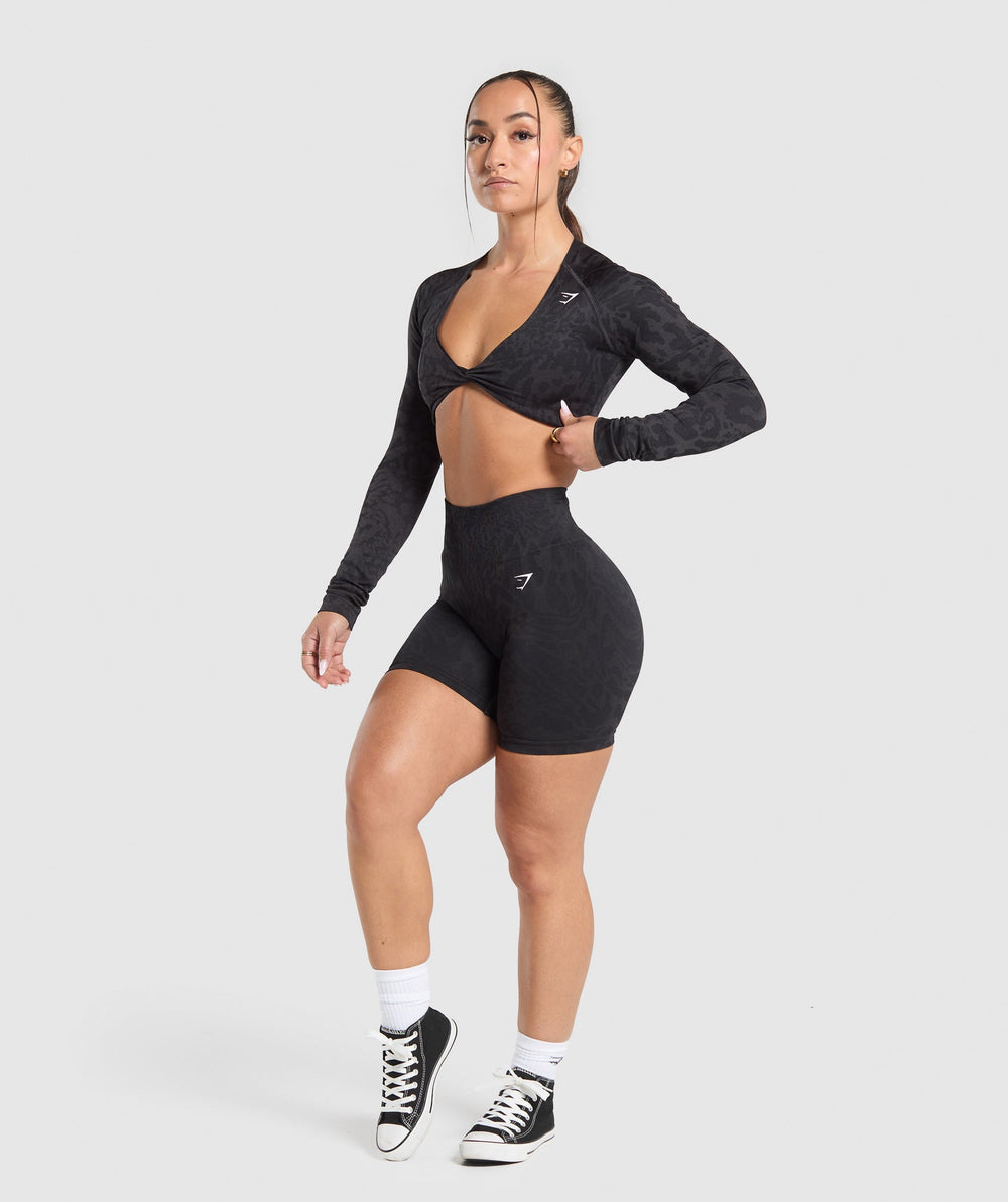 Adapt Safari Long Sleeve Crop Top - Black/Asphalt Grey