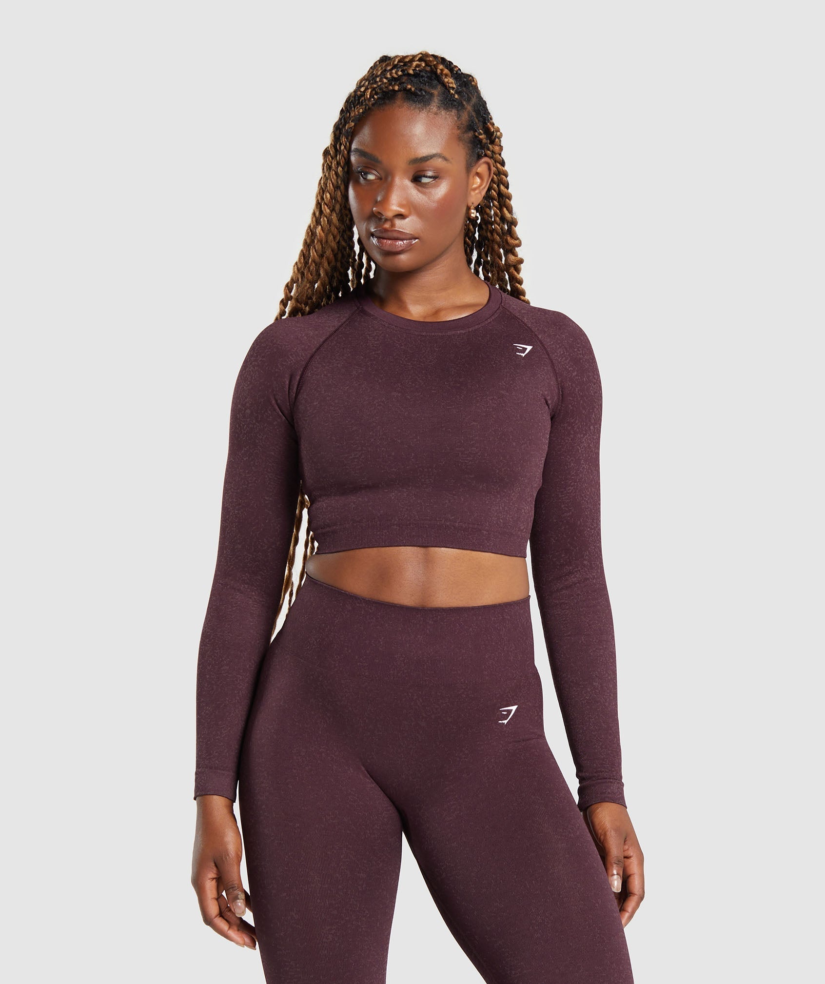 Adapt Fleck Seamless Long Sleeve Crop Top - Depth Purple/ Steel Purple