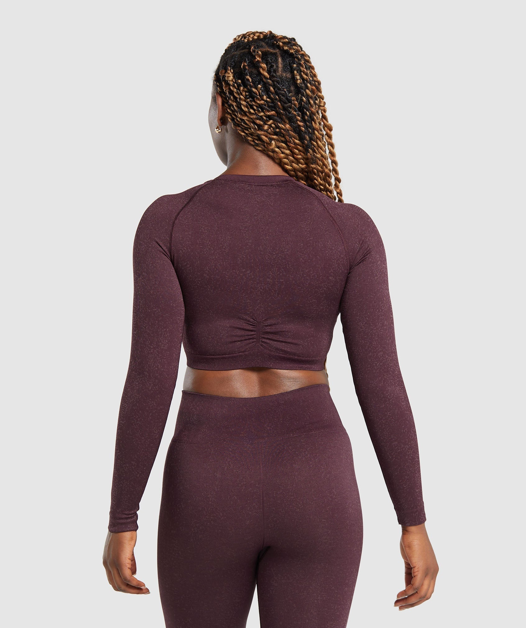 Adapt Fleck Seamless Long Sleeve Crop Top - Depth Purple/ Steel Purple