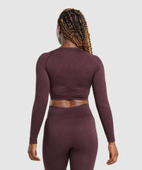 Adapt Fleck Seamless Long Sleeve Crop Top - Depth Purple/ Steel Purple