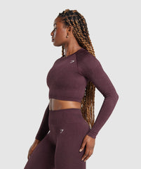 Adapt Fleck Seamless Long Sleeve Crop Top - Depth Purple/ Steel Purple