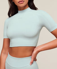 everywear Warp Knit Crop Top - Frost Blue