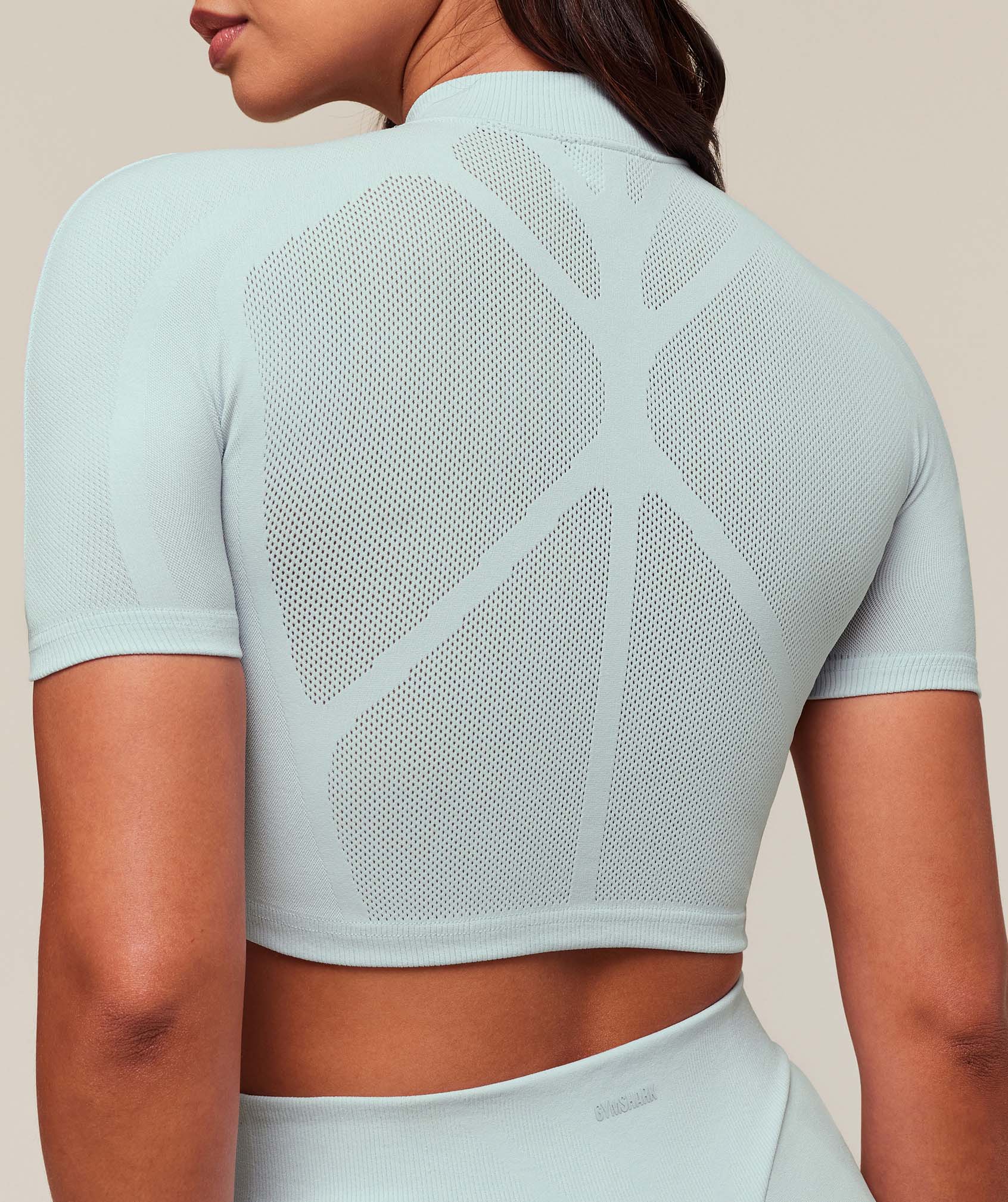 everywear Warp Knit Crop Top - Frost Blue