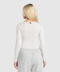 Rib Long Sleeve Top - White Marl