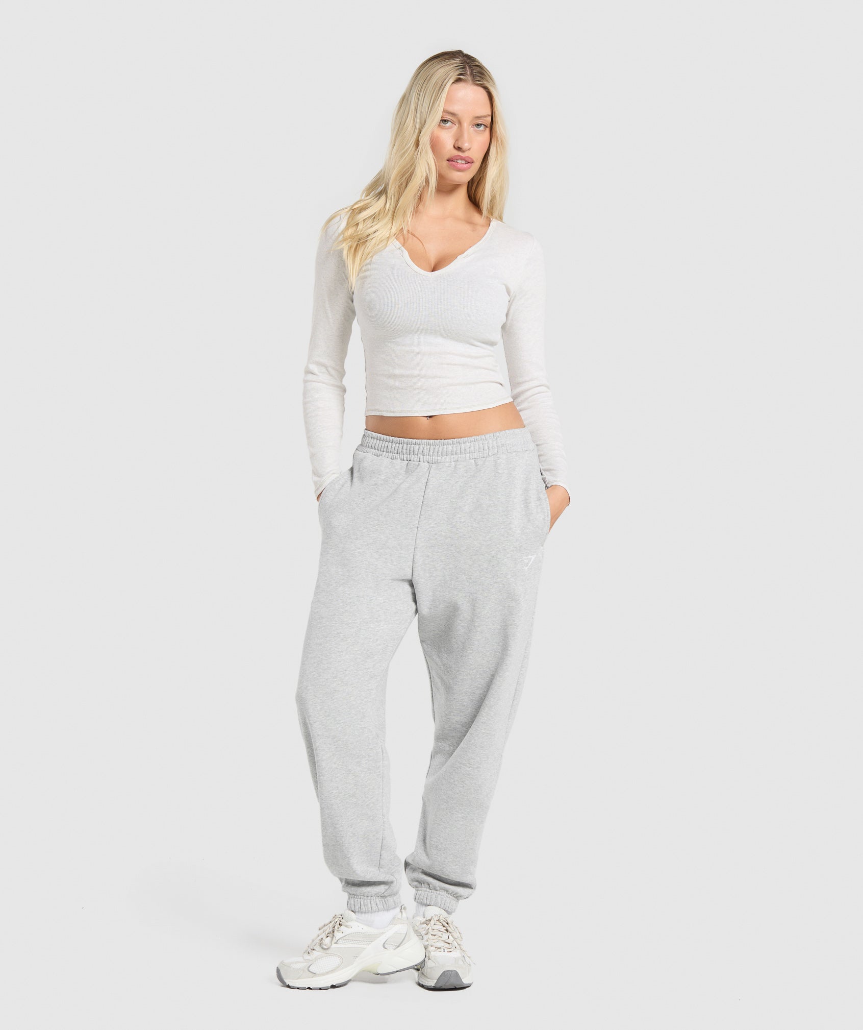 Rib Long Sleeve Top - White Marl